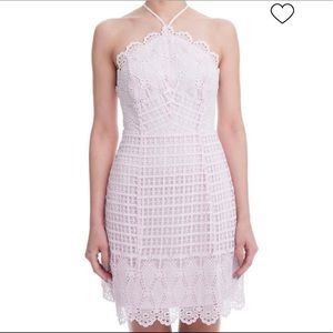 High Neck Lace Pink Dress